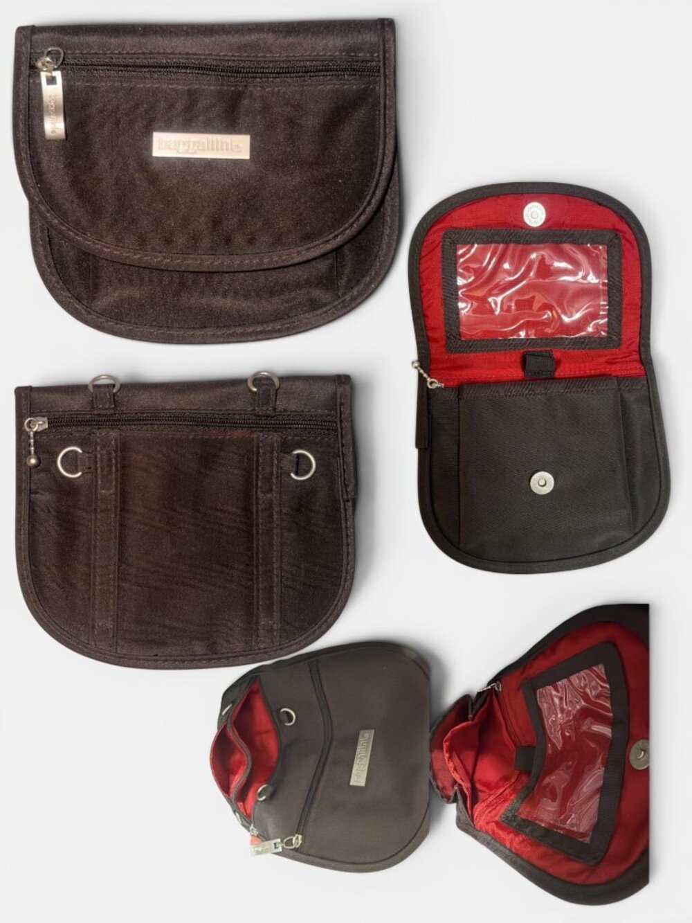 Baggallini Set Large Zipper Bag Mini Belt Pouch Black Nylon Crossbody Organizer - Picture 7 of 11